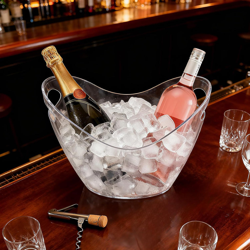 Ice Bucket, 4 Liter Champagne Wine Bucket with Scoops, Beer Buckets Beverage Bin Clear Acrylic Storage Tub - Set of 3