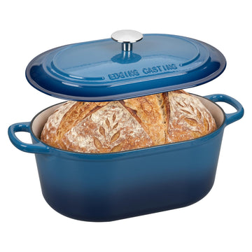 Enameled Cast Iron Oval Dutch Oven, 6QT, Lake Blue