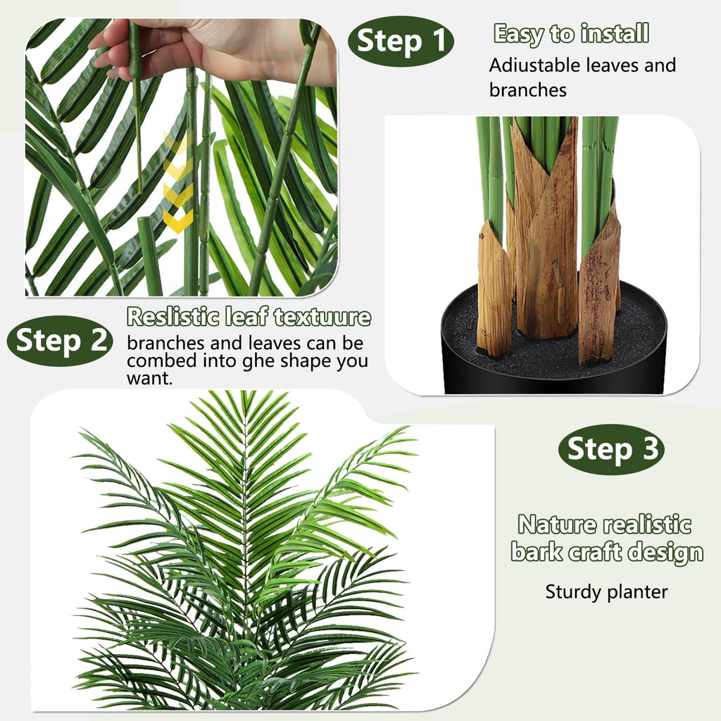 Artificial Palm Tree Indoor 5ft, Large Fake Tropical Areca Palm Tree with 13 Trunks, Faux Dypsis Lutescens Floor