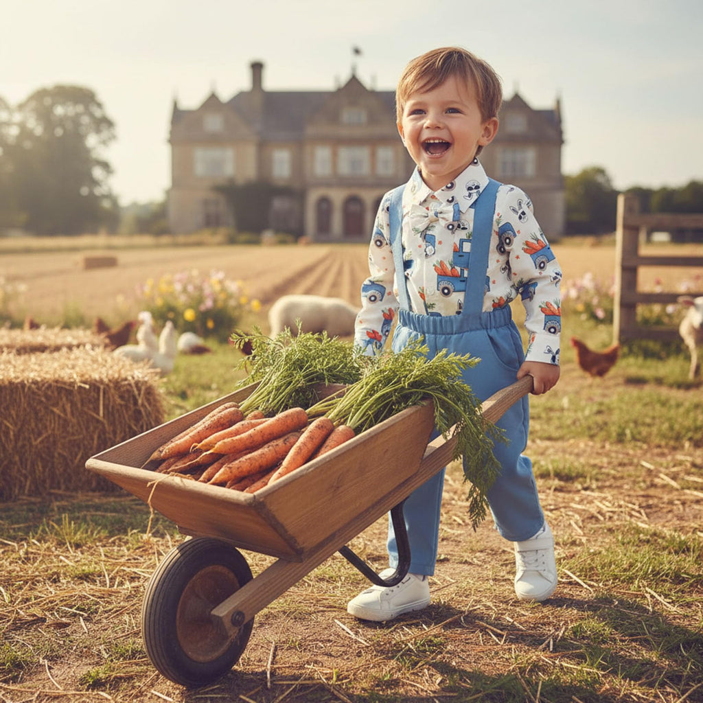 Toddler Boy Easter Outfit Truck Bunny Carrot Gentleman Shirt Overalls Pants Set Baby Boys Spring Summer Clothes (C