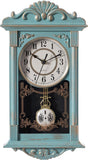 Clockswise Vintage Grandfather-Style Wall Clock with Wood-Effect Plastic Pendulum Battery-Operated for Home Decor