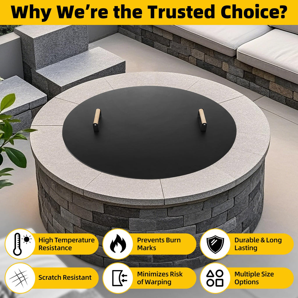 Firepit Lid Round 36 Inch, Rust Resistant Fire Pit Lid Cover