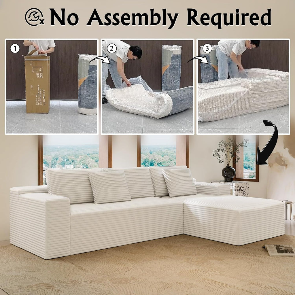 Boneless Couch Modular Sectional Sofa Cloud Corduroy Couch
