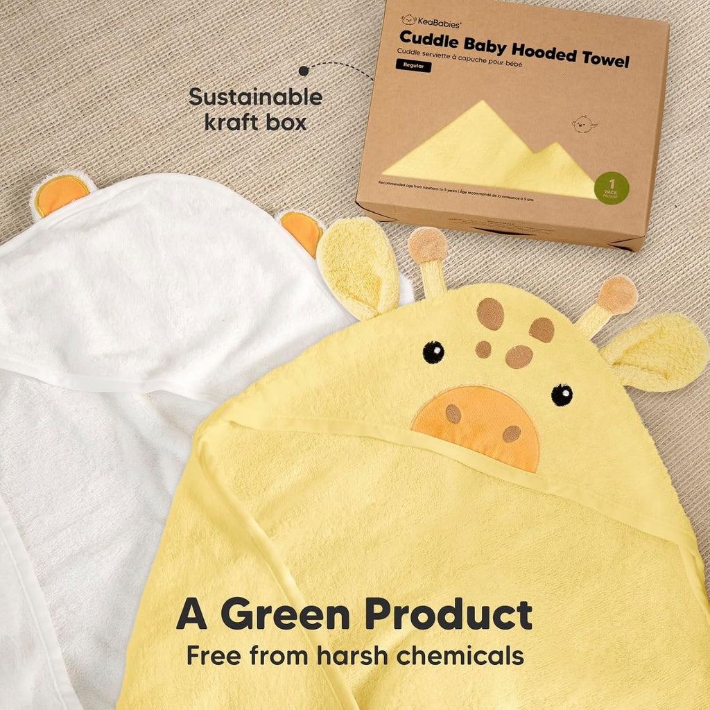 Hooded Baby Towel for Newborn, Baby Bath Towels (Giraffe, 35x35)