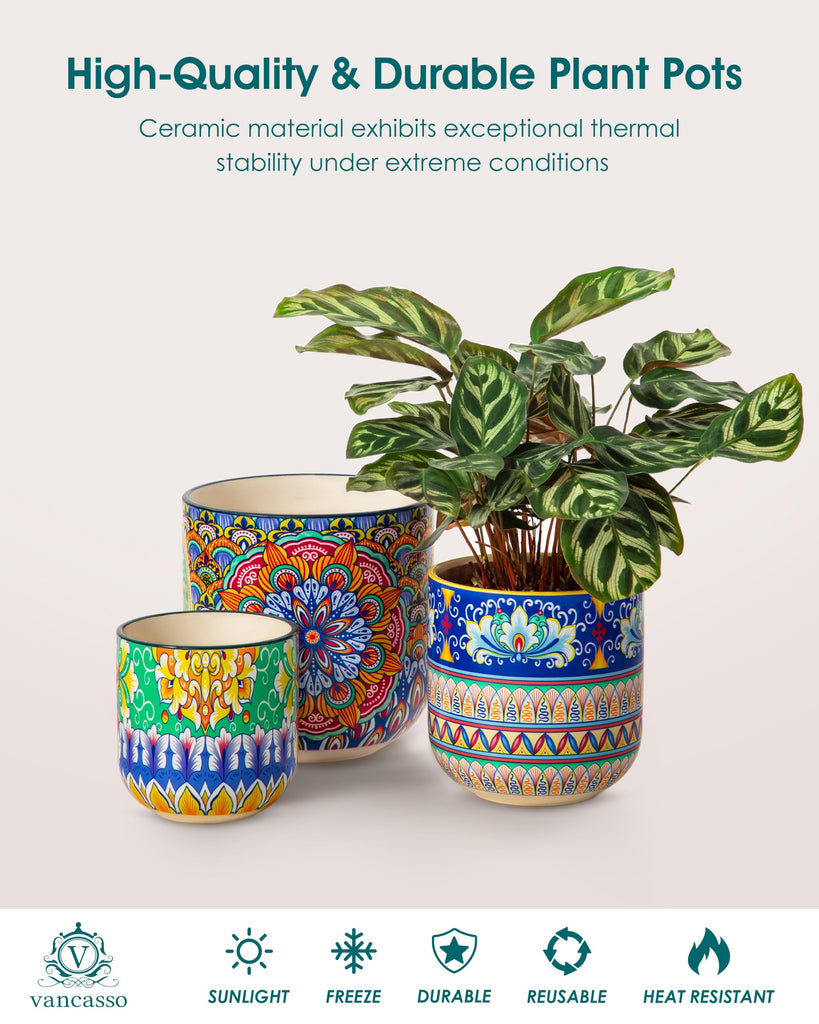 Ceramic Plant Pots, 4+5+6 inches, Set of 3, Planters with Drainage Hole, Flower Pots Planters Pots for Indoor Plants