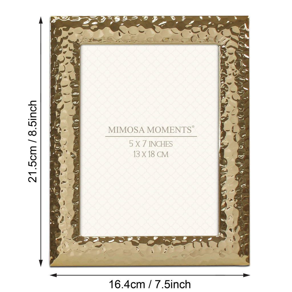 Hammered Brass tone Metal 5x7 Picture Frame