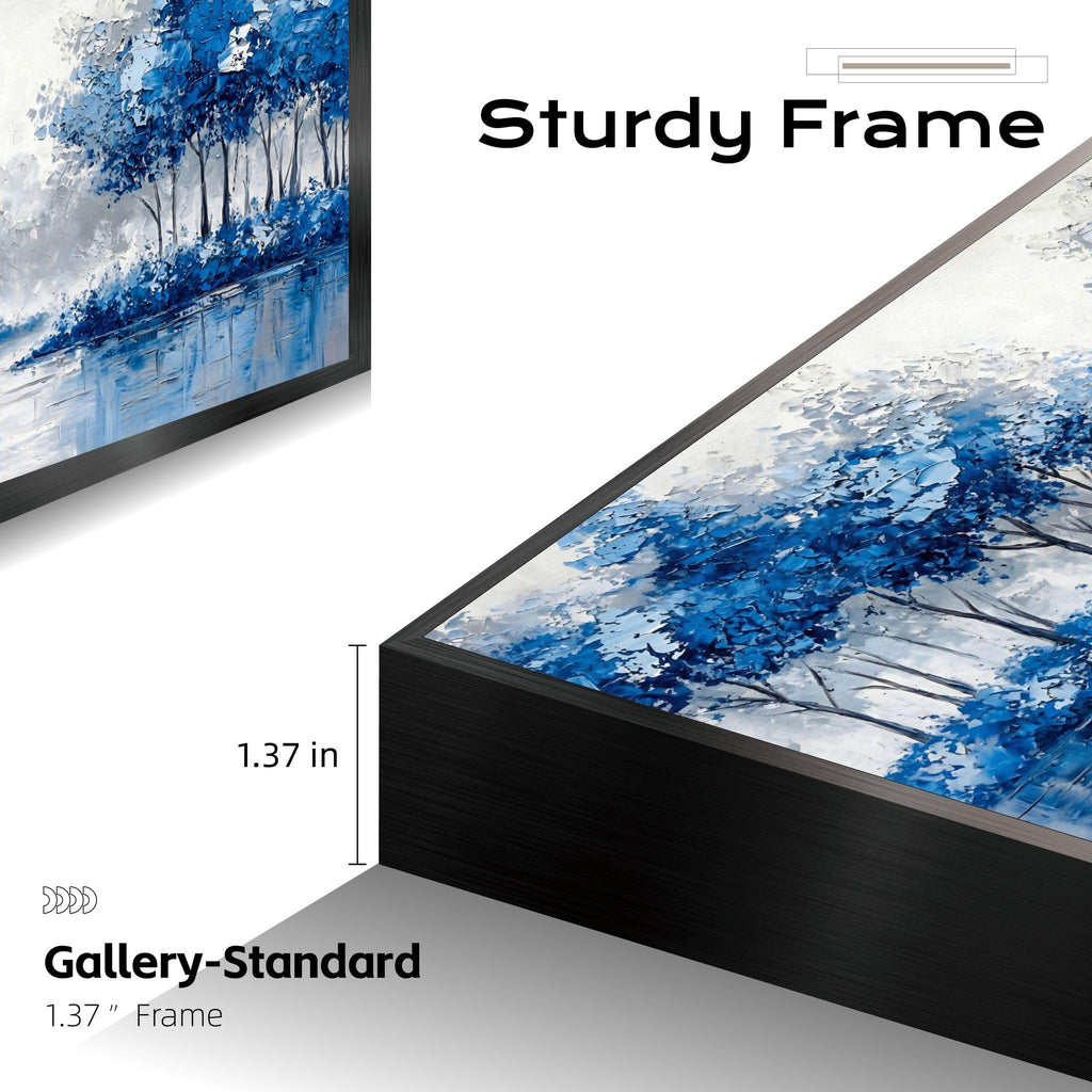 Extra Large Wall Art Above Couch Bedroom Office, Teal Green Blue Abstract Modern Luxury Framed Crystal Porcelain Wall