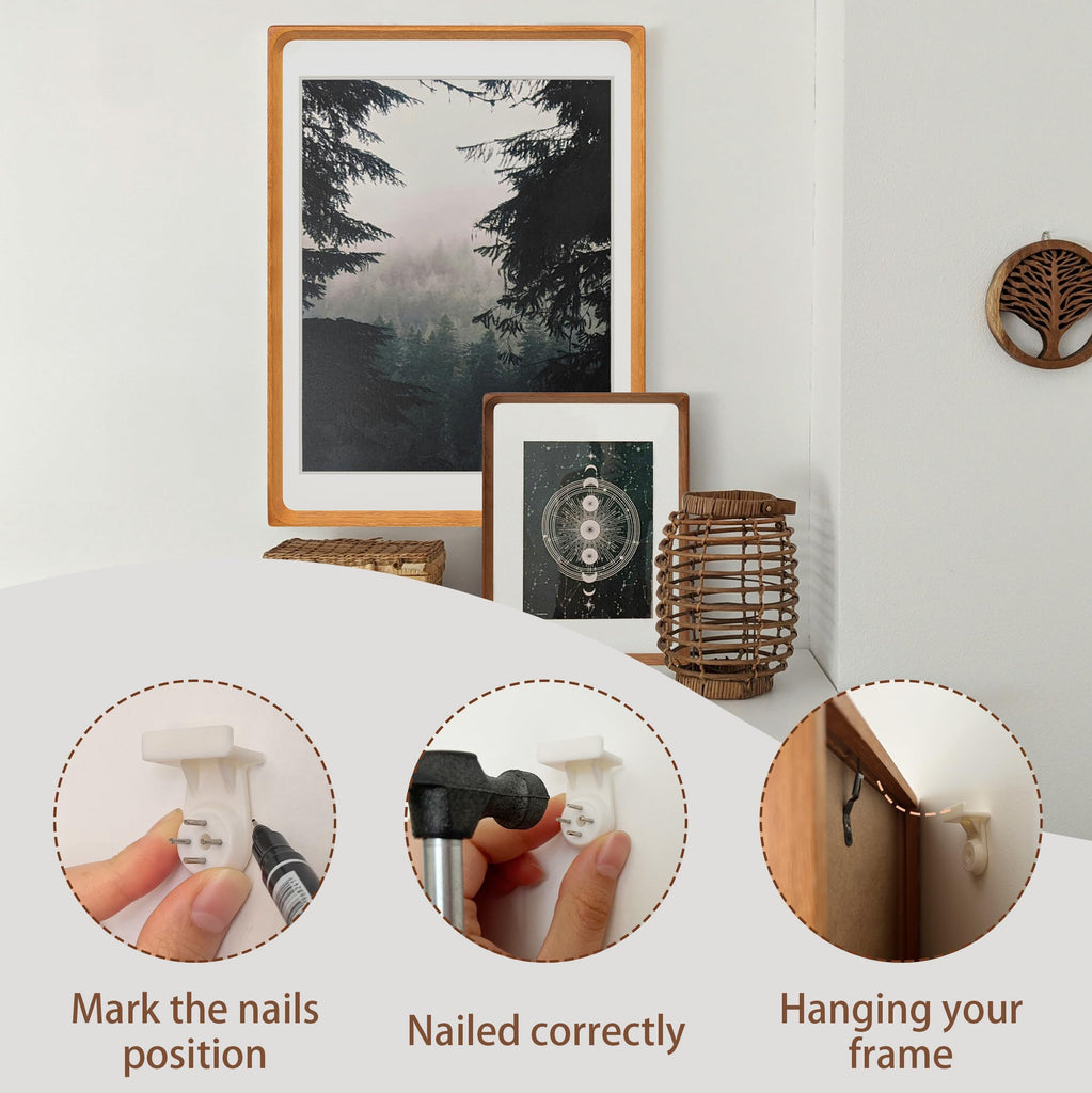 5x7 Picture Frame with Mat for 4x6, Natural Teak Wood Handcrafted Rounded Corner with Real Glass, Vertical or