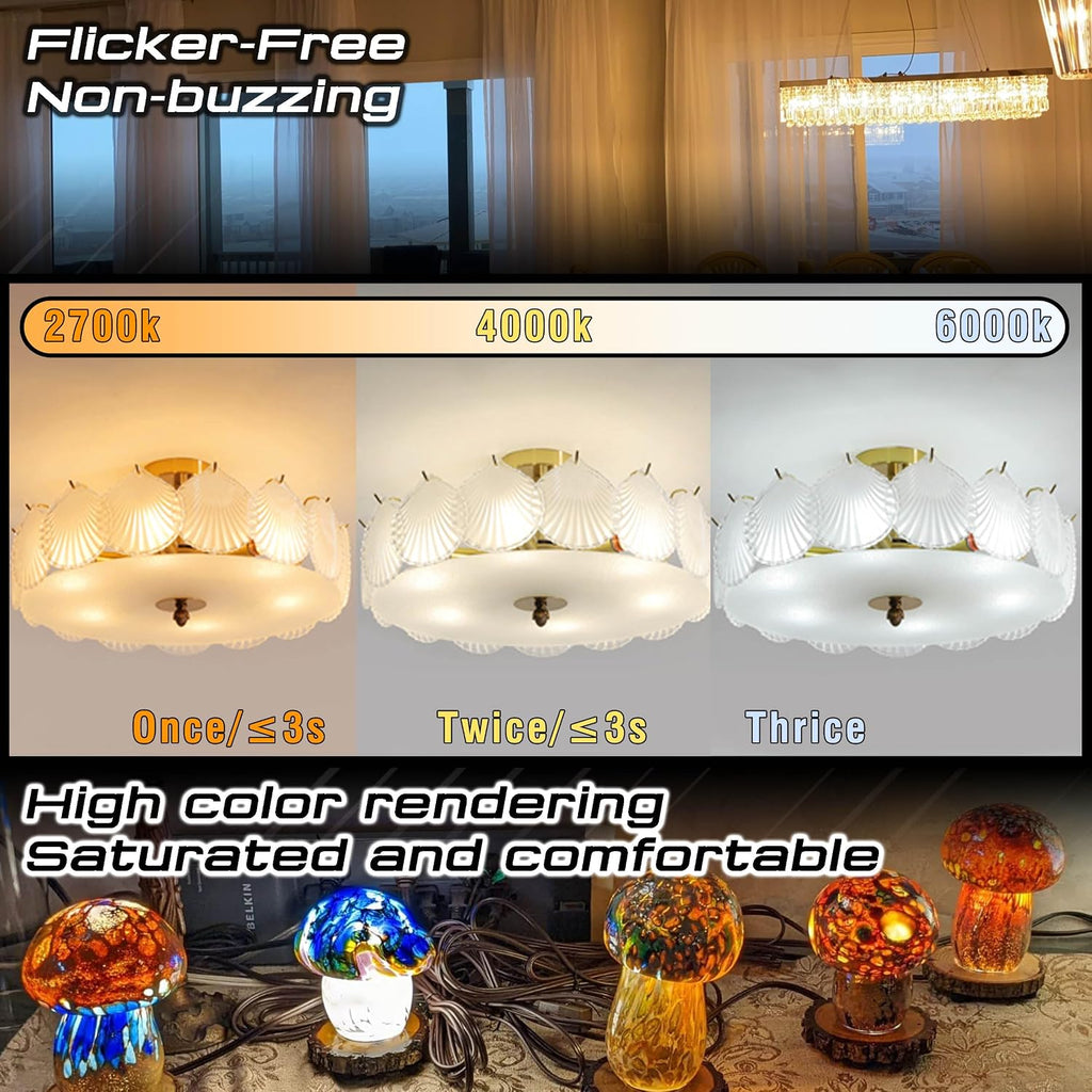 E12 LED Candelabra Bulb 60W Equivalent 3CCT Adjustable (2700K-4000K-6000K), AC120V 6W 600LM, 3 Colors Temperature