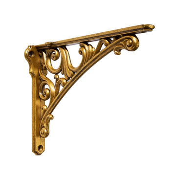 Shelf Bracket 12 Inch, Decorative Brackets for Shelving, Heavy Duty Vintage Brass Ornate Shelf Bracket, Hardware