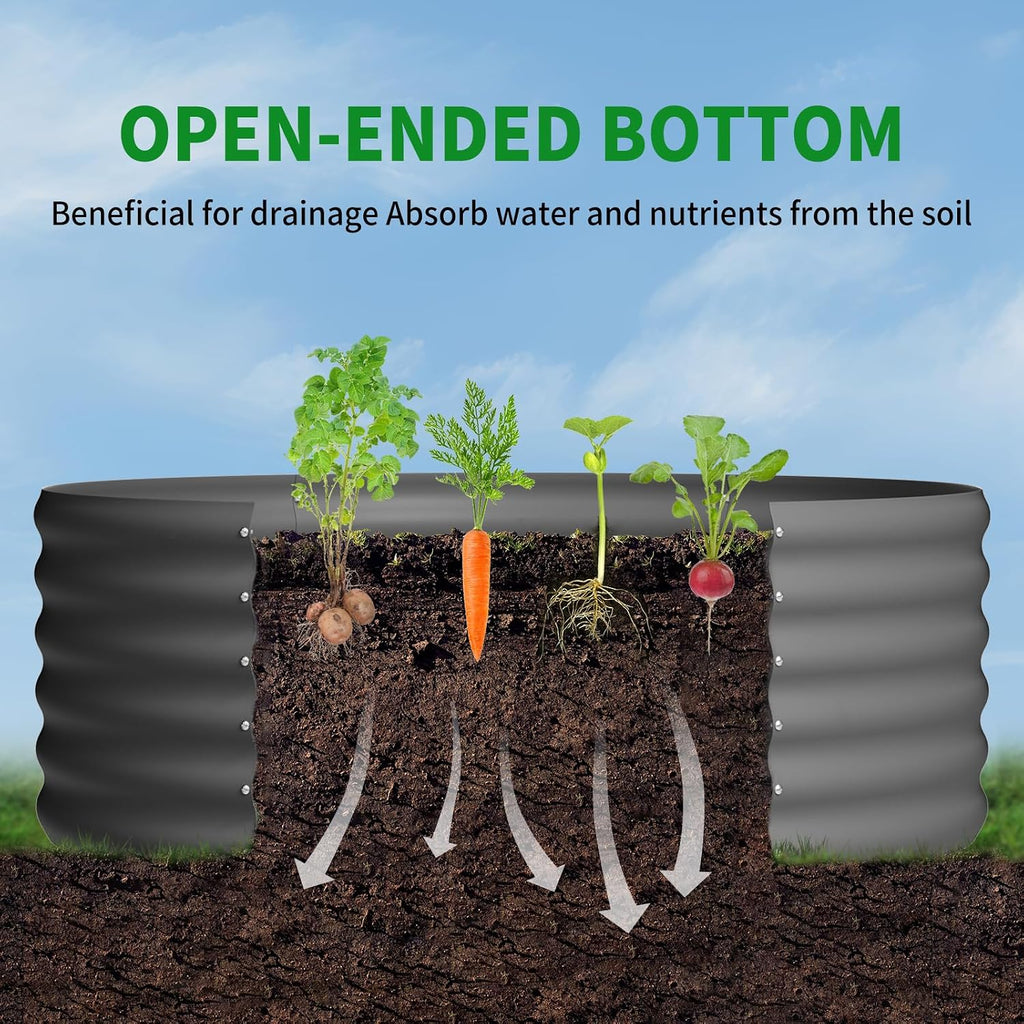 Galvanized Raised Garden Bed, Round Outdoor Planter Bed, 4x4x1.5ft Metal Planter Box for Gardening and Planting,DG