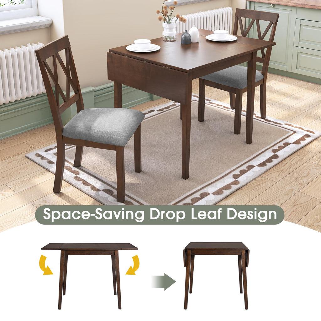 Wooden 29"- 45" Extendable Rectangular Dining Table with Drop Leaf, Space Saving, Easy Assemble Brown