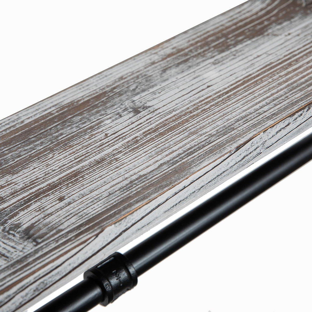 Rustic Style Torched Wood Towel Rack Wall Mounted Industrial Metal Pipe Bar Floating Bracket Shelf Bathroom Kitchen