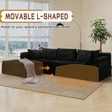 110" L-Shaped Modular Sectional Sofa with Chaise, Boneless Comfy Corduroy Fluffy Couch with Deep Seat and Side Pockets