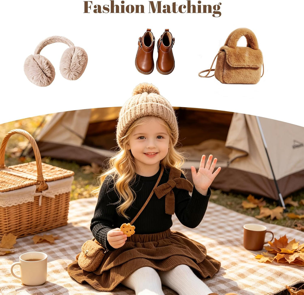 Toddler Girl Outfits Fall Winter Knit Bow Tops Cute Skirt Set