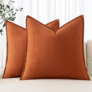 Decorative Linen Euro Sham Pillow Covers 26x26 Burnt Orange
