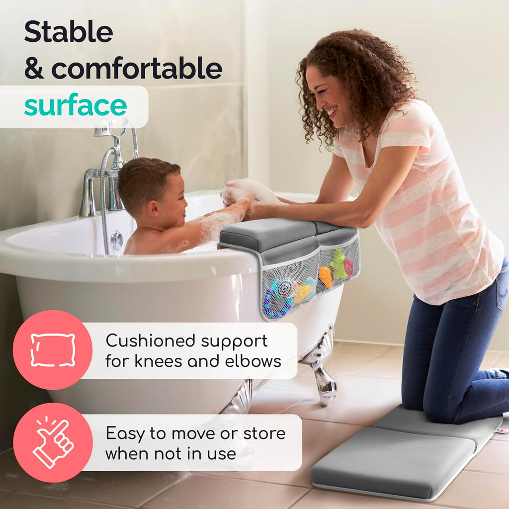 Bath Kneeler and Elbow Rest Pad Set - Kneeling pad for Bathing Baby and Toddlers - Memory Foam Cushion - Holds Bath