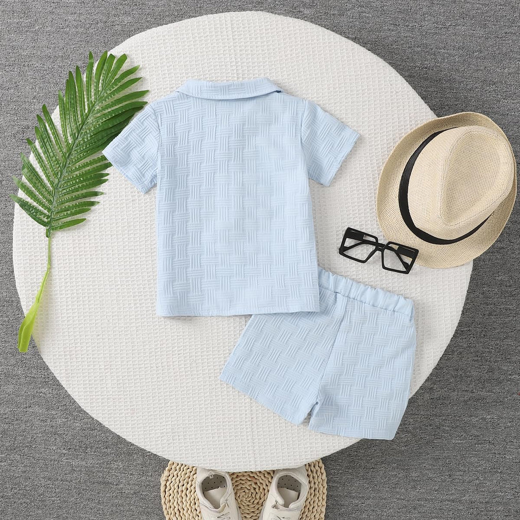 Years Toddler Boys Clothes 2 Piece Summer Outfit Short Sleeve Button Down Shirt Top and Shorts Set