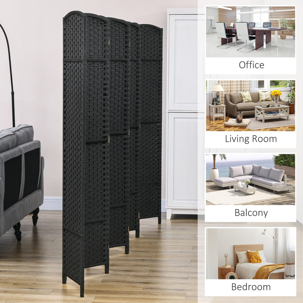 Room Divider 8 Panel Privacy Screen 5.6' Tall Wall Partition Black
