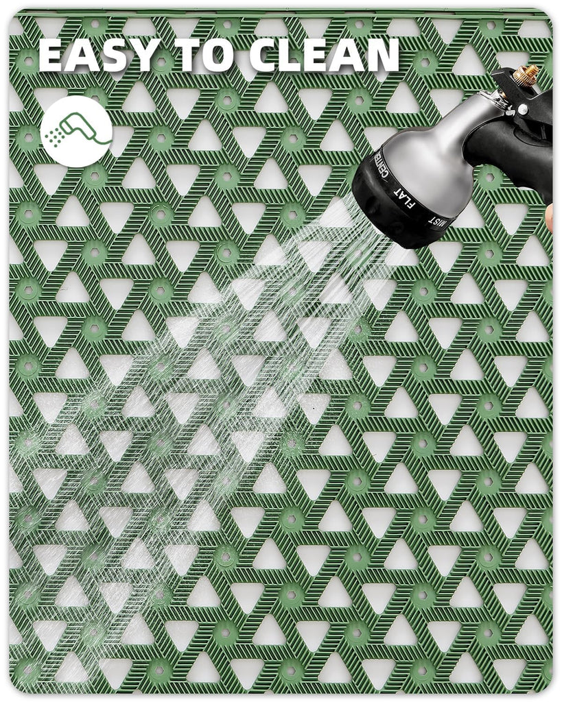 Door Mat Outside Entrance with Drainage, 32"X48" Green