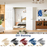 French Doors, 60" x 80" Hollow Core Interior Doors with Door Jamb & Hardware Kit and Silver Door Levers, 6-Panel