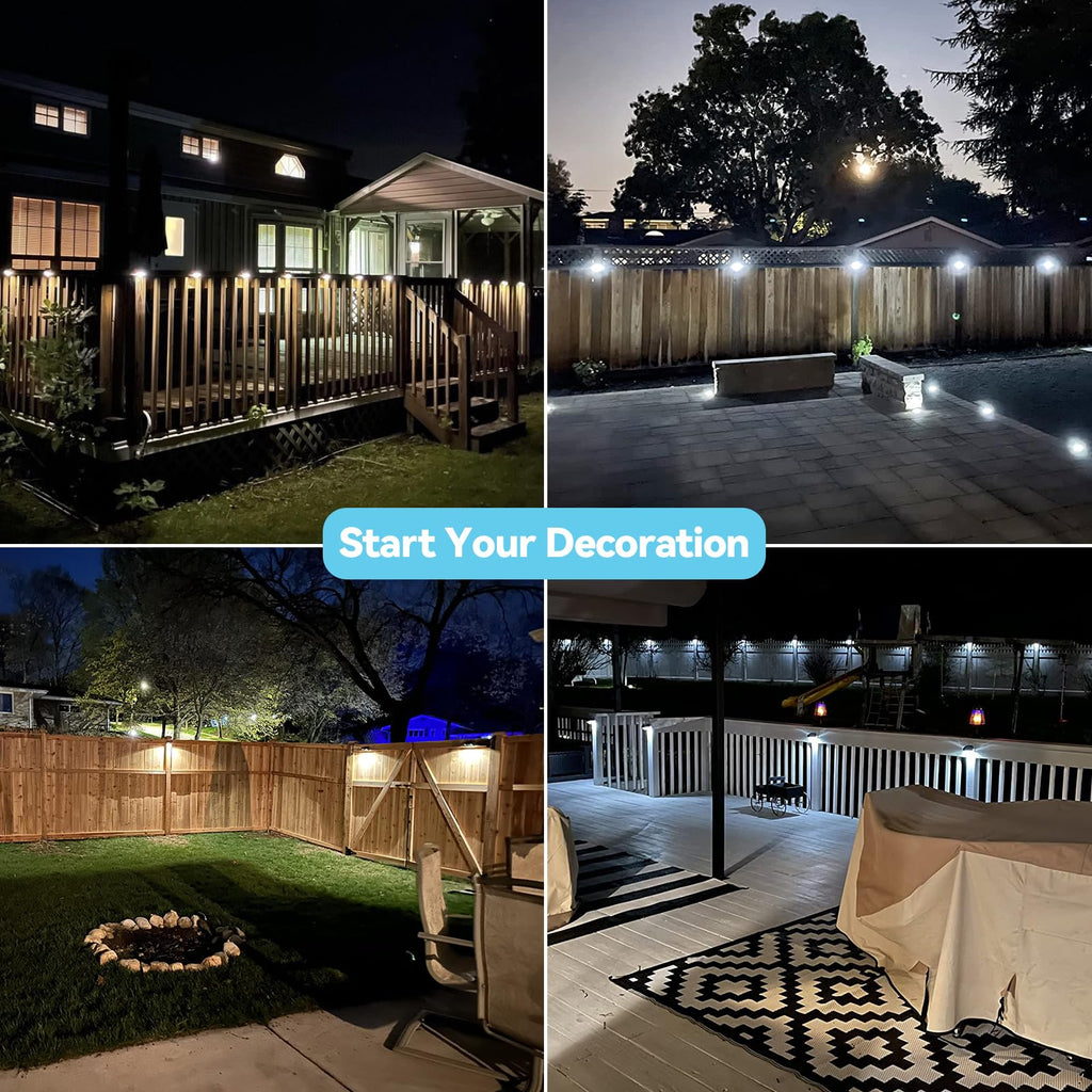 Solar Fence Lights Warm White & White, Solar Outdoor Wall Lights, Fence Solar Lights Outdoor Waterproof for Step