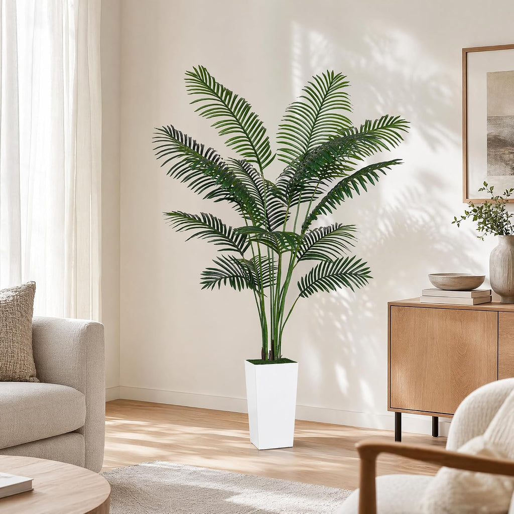 Artificial Areca Palm Tree, 6FT Tall Fake Tropical Plant, UV Resistant, Indoor/Outdoor Decor