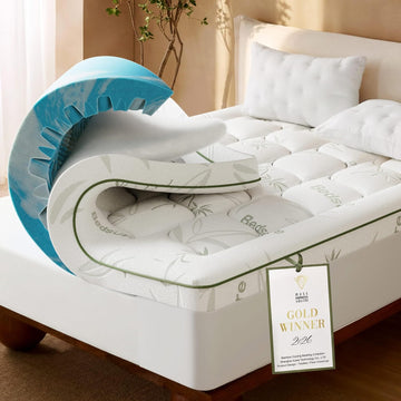 2-in-1 Mattress Topper, 5 Inch Memory Foam Mattress Topper Queen, 3 Inch Memory Foam + 2 Inch Viscose Made from