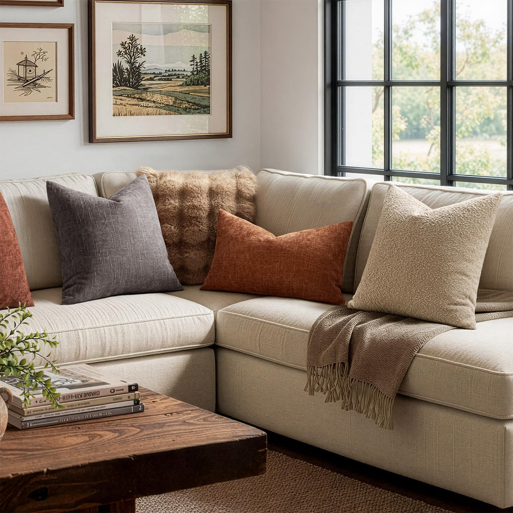 Textured Chenille Throw Pillow Covers 20x20 Inch Charcoal Gray