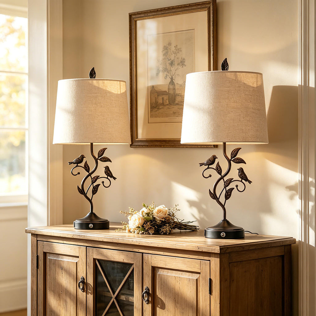 27" Set of 2 Touch Farmhouse Table Lamps