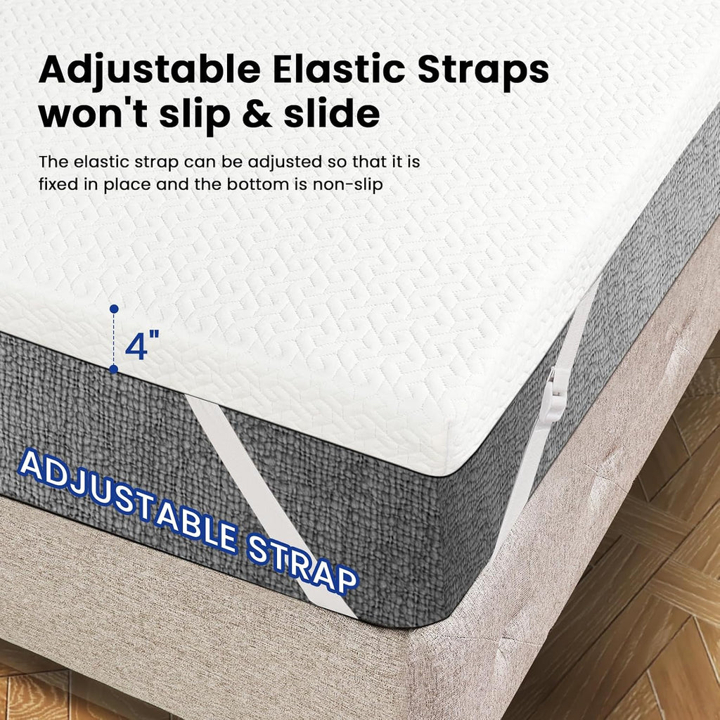 3 Inch Quenn Size Cooling Gel Memory Foam Mattress Topper | CertiPUR-US certified. Removable & machine washable cover