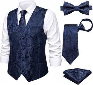 Boys Vest Tie Bowtie Silk Paisley Formal Suit Vest