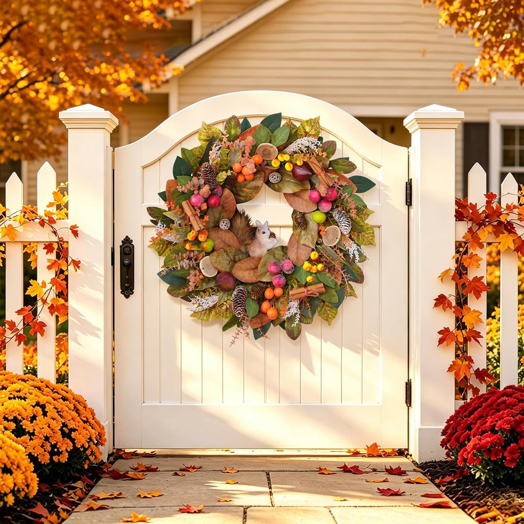 Fall Wreaths for Front Door 24 Inch Harvest Thanksgiving Autumn Wreath