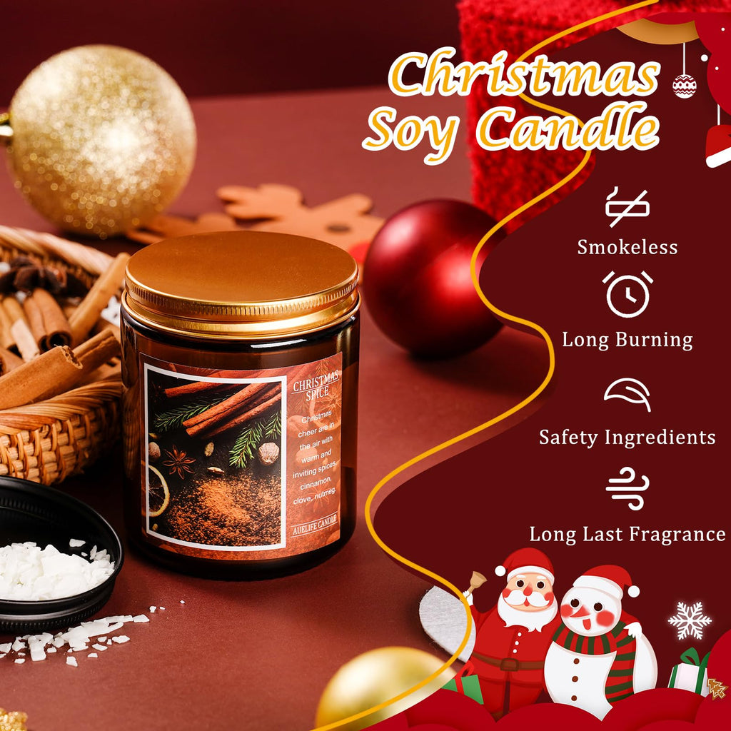 Christmas Set | 4Pack Scented Candles Holiday Gifts - Soy Candles Home Scented, Xmas Gift for Women and Men - Scents