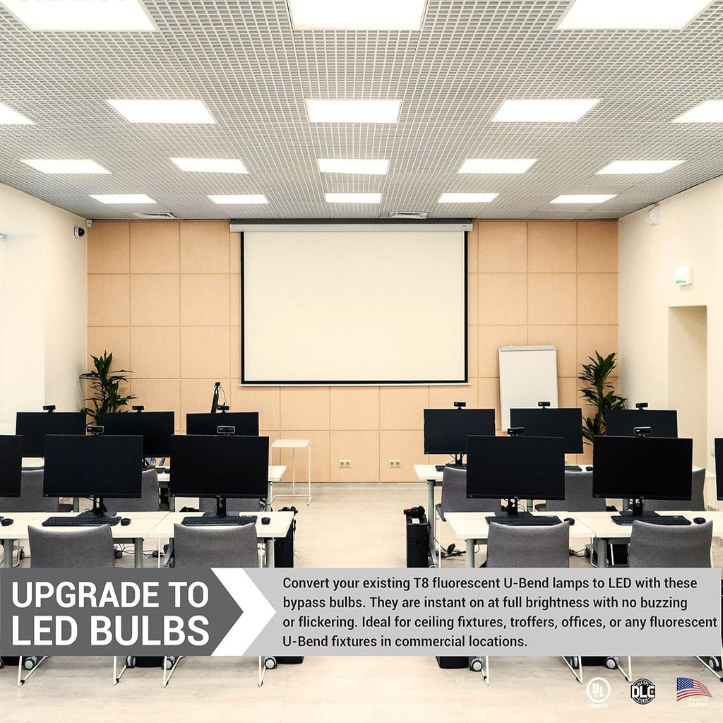 U-Bend LED Tube Light T8/T12 Fluorescent Replacement Direct or Ballast Bypass 3CCT 3500K/4000K/5000K 2-Pin G13 Base