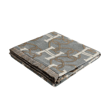Jacquard Letter H Throw Blanket for Couch, 52"x72", Gray