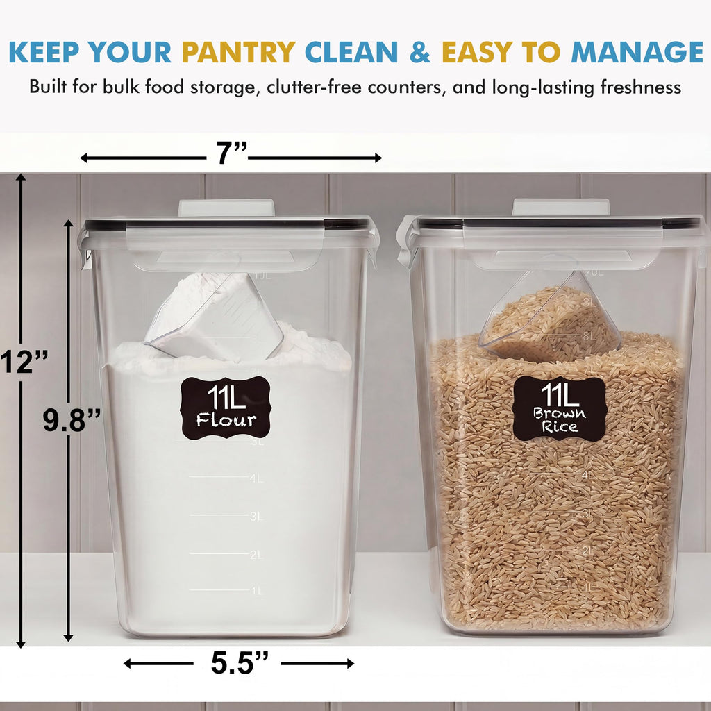 2 PC (11L | 372 oz) Flour Sugar Storage Containers with Spout Lid & Easy Carry Handle - BPA Free Extra Large Airtight