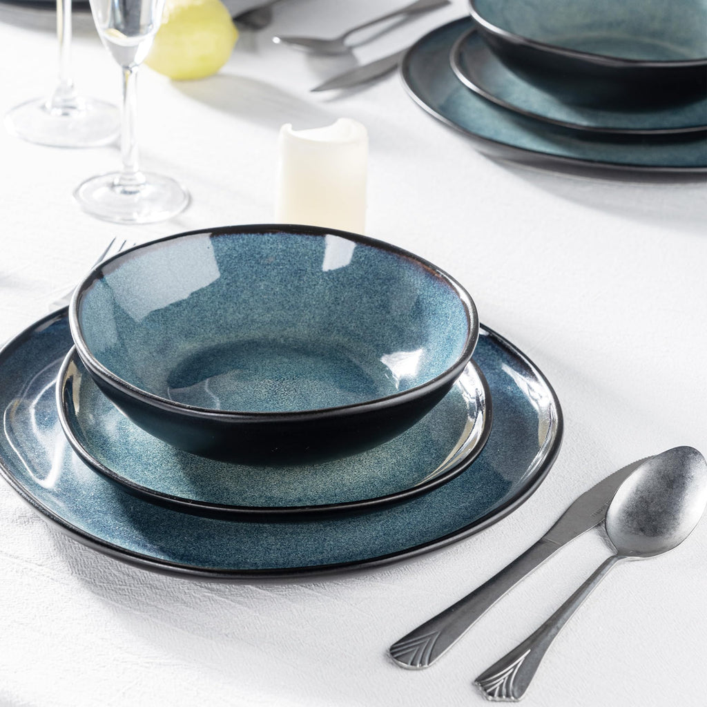 Ceramic Dinnerware Sets for 6, 18Pcs Plates and Bowls Sets Dishes