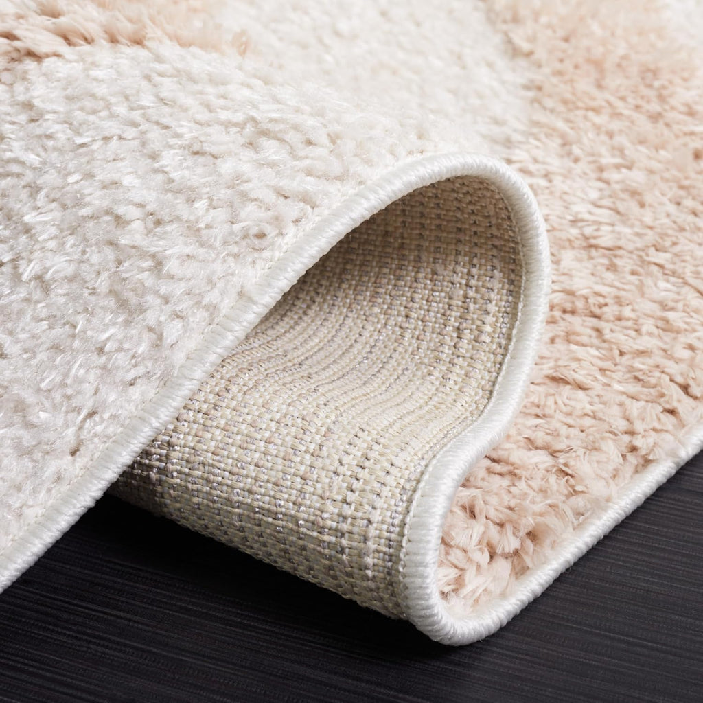 Norway Shag Collection Area Rug - 6'7" Square, Beige & Ivory, Wave Design, Non-Shedding & Easy Care, 1.2-inch Thick