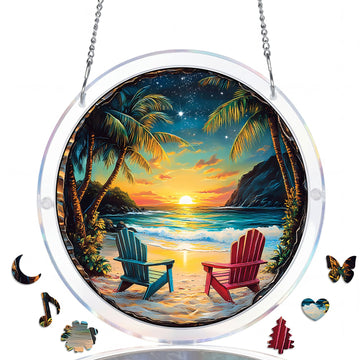 Acrylic Suncatcher Puzzle-Beach Vacation 8.9in