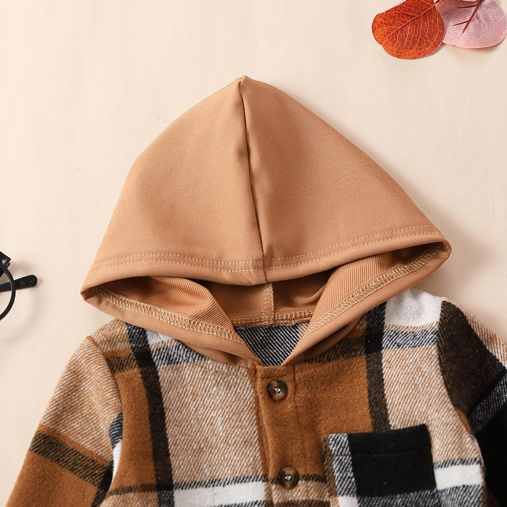 Toddler Unisex Baby Clothes Boys Girls Flannel Shirt Tops Plaid Hoodie Sweatshirt + Sweatpants Fall Winter Outfits