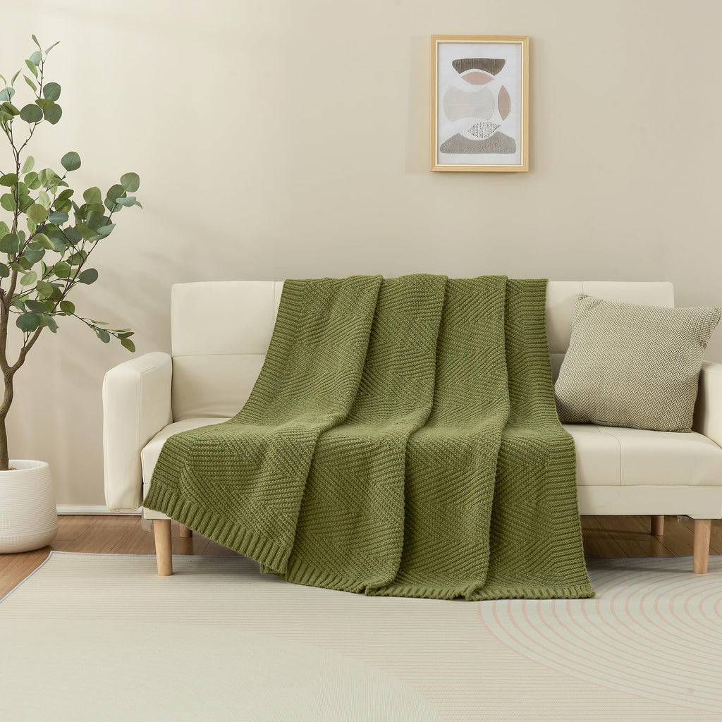 Knitted Throw Blanket for Couch, 50X60 Chevron Bed Knit Throws