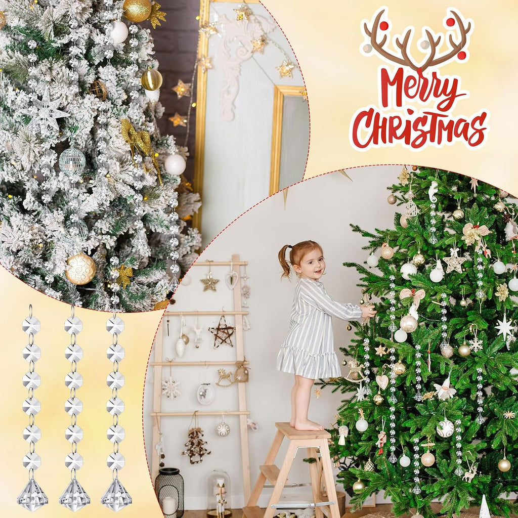 100 Pcs Acrylic Hanging Crystals for Centerpieces Chandelier Clear Crystal Garland Strands Ornament Acrylic Clear