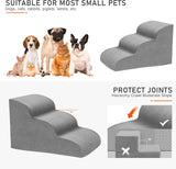 Dog Stairs for Small Dogs, 3 Tiers High Density Foam Dog Ramp, Extra Wide Non-Slip Pet Steps for High Beds Or Couch