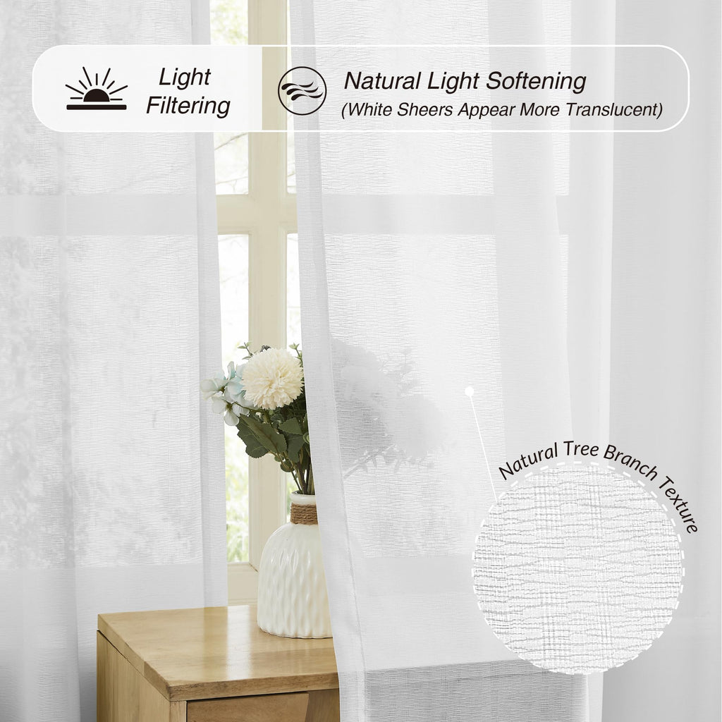 White Pinch Pleated Sheer Curtains 96 Inches Long 2 Panels