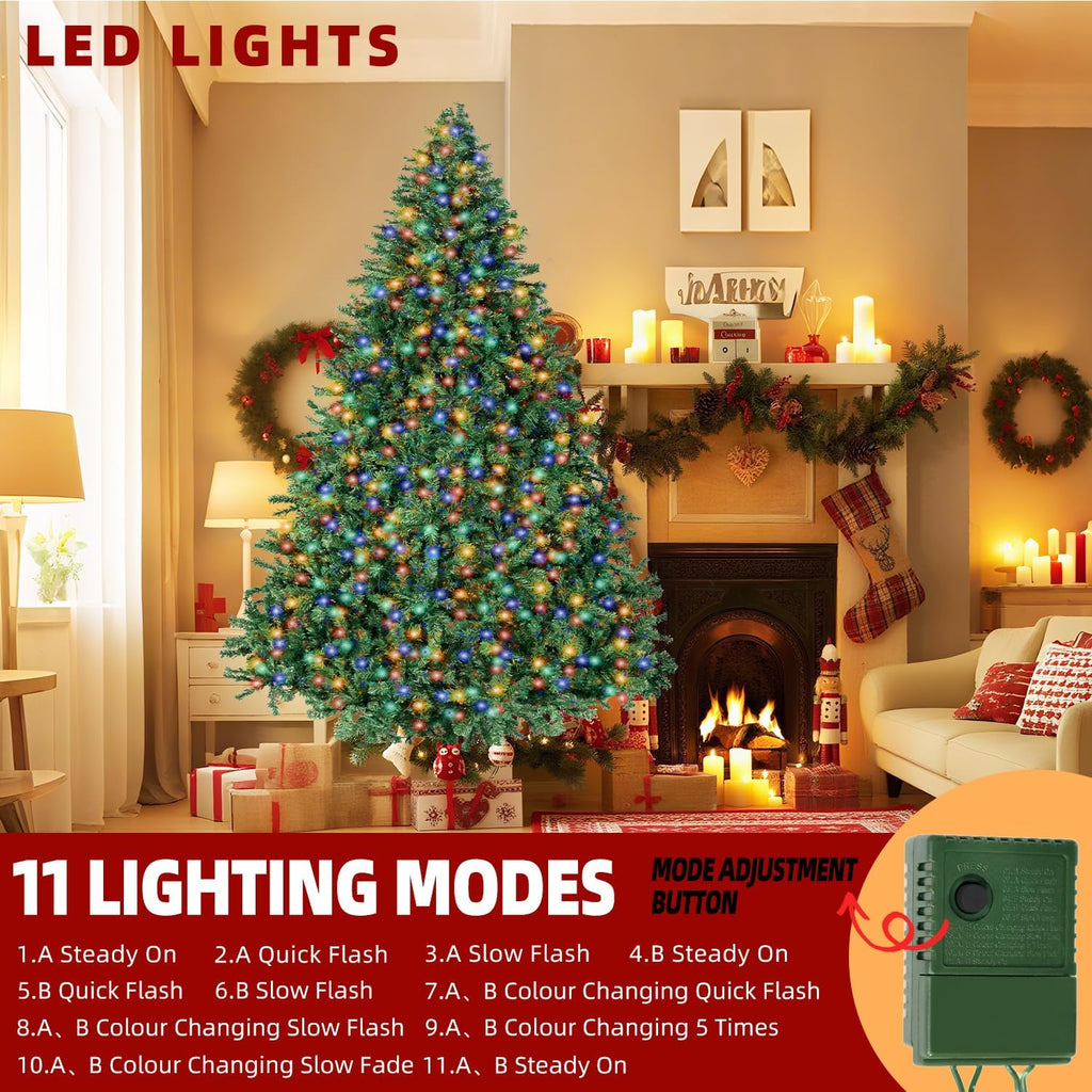 Prelit Christmas Artificial Tree with Led Lights, Lighted Xmas Tree