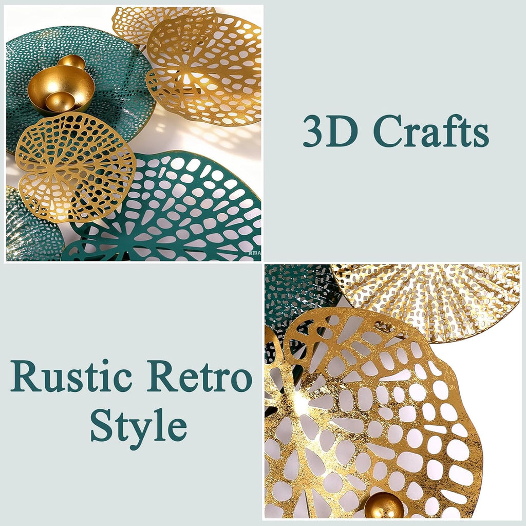 3D Large Metal Wall Art 51"x26" Stacked Flower Wall Decor