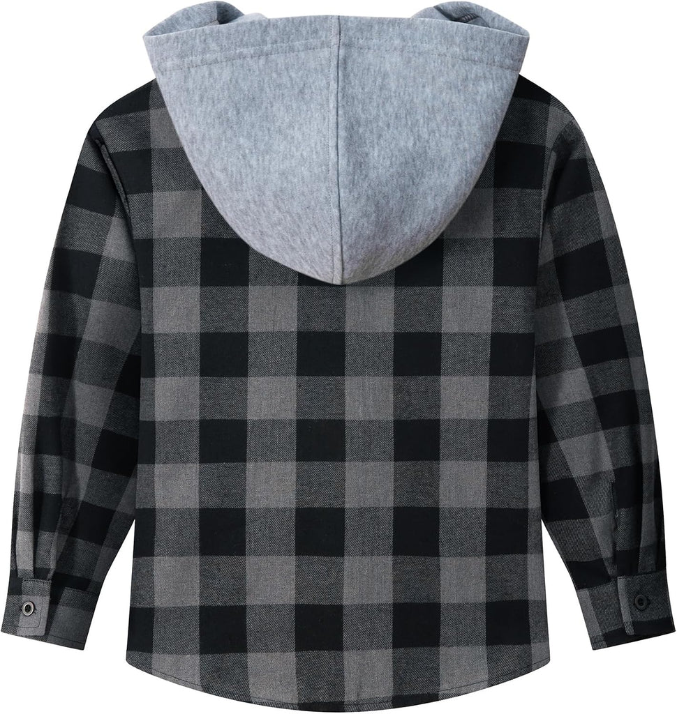 Boys Flannel Shirts Kids Plaid Hoodie