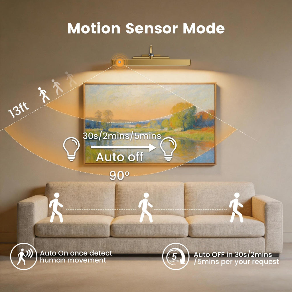 Rechargeable Motion Sensor Picture Light for Wall, 12 Inch, Brass, 2 Pack