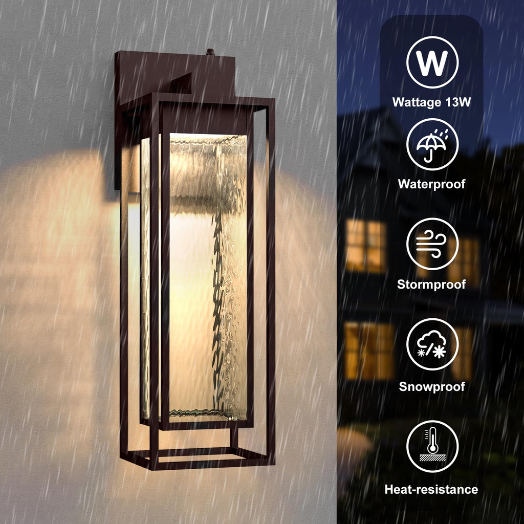 23INCH LED Dusk to Dawn Outdoor Light, Brown, Waterproof